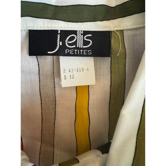 J. Ellis Petites Women’s Size 12 Vintage Yellow Stripe Belted Flared Shirt Dress - Picture 10 of 10
